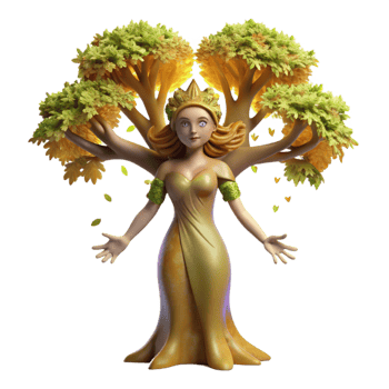 vibrant vintage A Graceful Dryad Emerging from an Ancie high resolution png