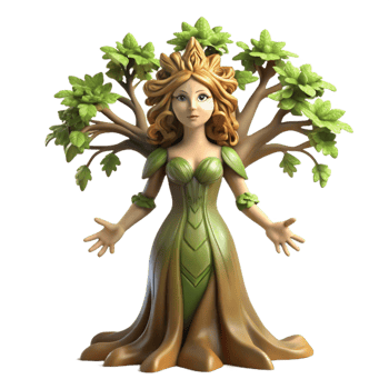 serene artistic A Graceful Dryad Emerging from an Ancie authentic png