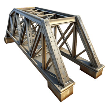 vibrant modern Steel Bridge Structure Angled View Cutout authentic png