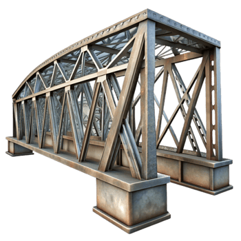 elegant traditional Steel Bridge Structure Side View Transparent Background professional png