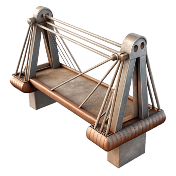 dramatic rustic Steel Cable Bridge Suspension Detail Cutout detailed png