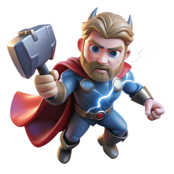 wonderful traditional Thor Wielding Mjolnir Lightning Cracklin detailed png