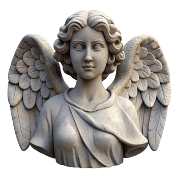 serene artistic Stone Angel Statue Frontal View Cutout Element genuine png