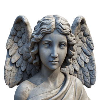 impressive artistic Stone Angel Statue Frontal View Cutout Element png