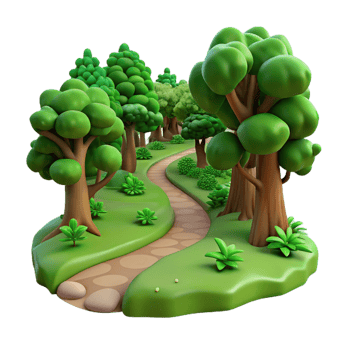 serene classic A Winding Dirt Path Through a Lush Gree exclusive png
