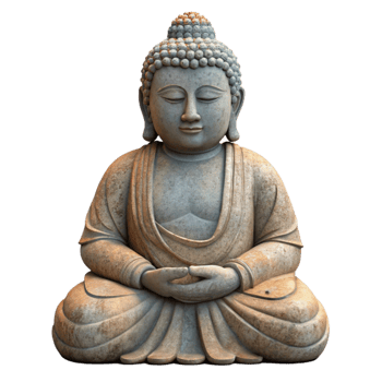 impressive vintage Stone Buddha Statue Front View Isolated high resolution png