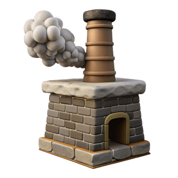beautiful creative Stone Chimney Isolated with Smoke Plume authentic png