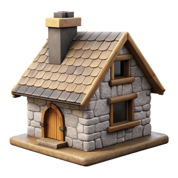 stunning traditional Stone Cottage with Chimney Isolated exclusive png
