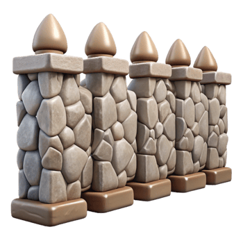 beautiful classic Stone Fence Rustic Style Cutout detailed png