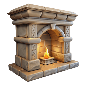 serene artistic Stone Fireplace Mantel Detail Cutout original png