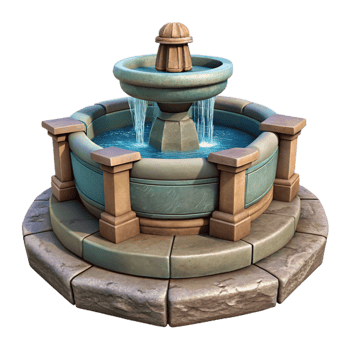 impressive modern Stone Fountain Front View Transparent Background professional png