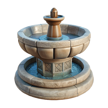 elegant artistic Stone Fountain Front View Transparent Background professional png