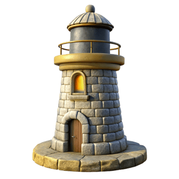 vibrant vintage Stone Lighthouse Dramatic Lighting Isolated high resolution png