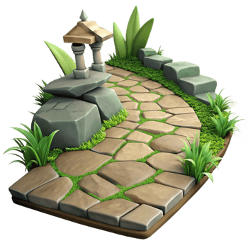 vibrant abstract Stone Pathway in Garden Cutout detailed png