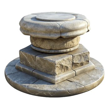 magnificent rustic Stone Sculpture Base Isolated Pedestal Detail premium png