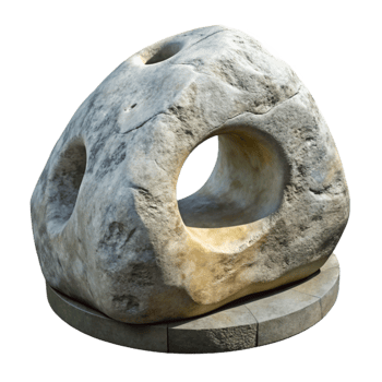 vibrant contemporary Stone Sculpture Weathered Surface Cutout on Transparent Background exclusive png