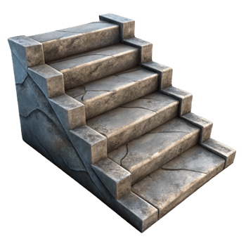 beautiful classic Stone Staircase Isolated with Worn Steps authentic png