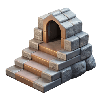 elegant traditional Stone Steps Leading to House Cutout Element exclusive png
