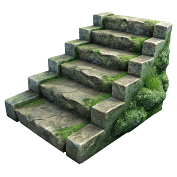beautiful rustic Stone Steps Cutout with Mossy Texture premium png