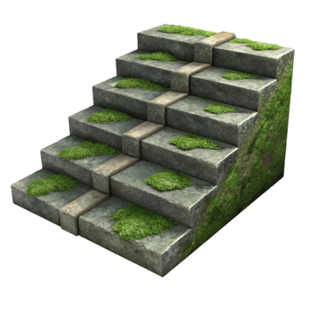 dramatic rustic Stone Steps Cutout with Mossy Texture high quality png