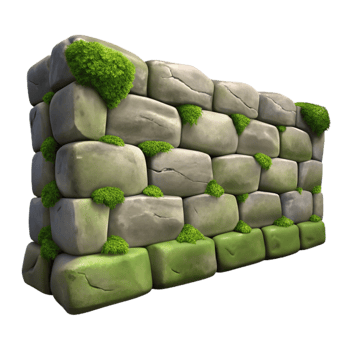 beautiful artistic Stone Wall Transparent with Moss Detail premium png