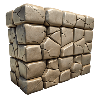 serene modern Stone Wall with Cracks Close Up Isolated genuine png