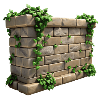 wonderful creative Stone Wall with Ivy Isolated on Transparent Background genuine png
