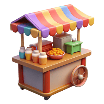 dramatic vintage Street Food Market Atmosphere Lively and Colorful Isolated on Transparent Background high resolution png
