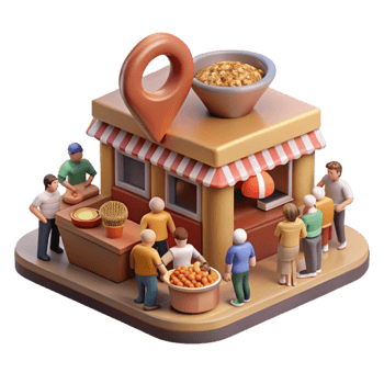magnificent classic Street Food Scene Bustling Crowd Cutout high quality png