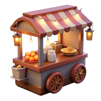 magnificent minimalist Street Food Scene Night Market Glowing Lights Cutout detailed png
