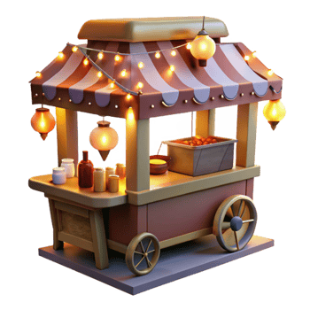 beautiful creative Street Food Scene Night Market Glowing Lights Cutout genuine png
