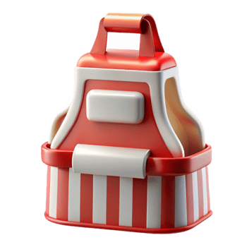 elegant contemporary Street Food Vendor Apron Red and White Cutout Element original png