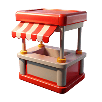magnificent rustic Street Vendor Stand Red Awning Transparent Background premium png