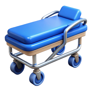 impressive artistic Stretcher Blue with Wheels Isolated Element genuine png