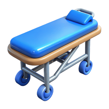 serene abstract Stretcher Blue with Wheels Isolated Element exclusive png