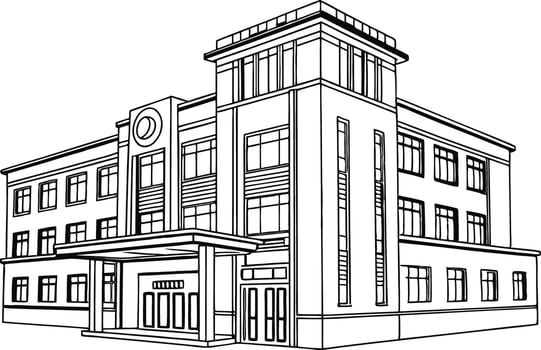 Hospital Building Black line art vector