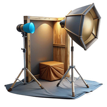 wonderful vintage Studio Lighting Setup with Softbox Cutout premium png
