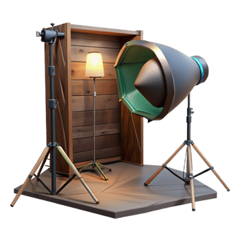 vibrant rustic Studio Lighting Setup with Softbox Cutout authentic png