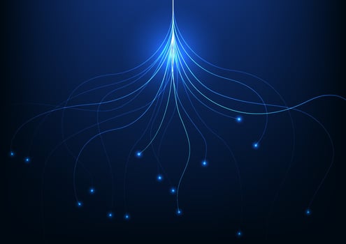 Big data technology background, the lines separating the wings represent the transmission of a large amount of cyber data with high altitude, signaling, illustration, and wallpaper. vector