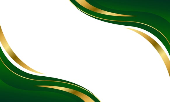 Minimalist green and gold abstract curve background vector