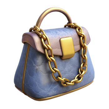 wonderful abstract Stylish Handbag with Gold Chain Isolated high quality png