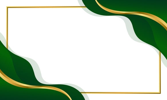 Minimalist green and gold frame background vector