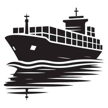Black Container Ship Silhouette Image for Cargo Transportation Design vector