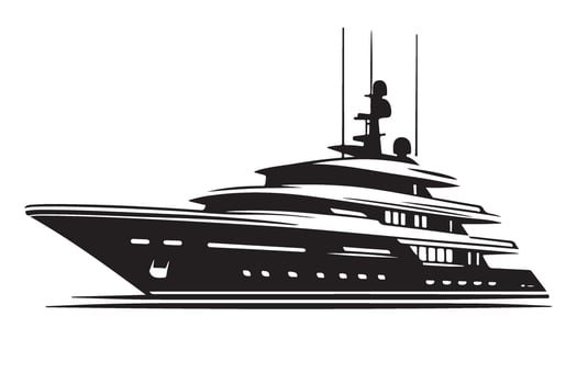 Luxury Yacht Silhouette Illustration Ocean Travel and Affluence vector