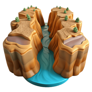 magnificent vintage Submarine Canyon Transparent Background Steep-sided Valley high quality png