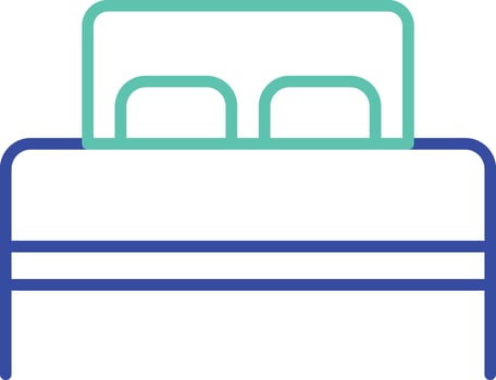 Double Bed outline dual color illustration icon design vector