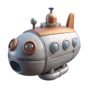 vibrant contemporary Submarine Sonar Array Housing Isolated with Streamlined Design detailed png