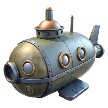 wonderful creative Submarine Sonar Array Housing Isolated with Streamlined Design professional png