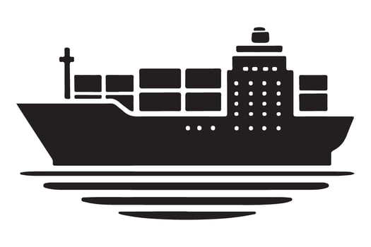 Container Ship Silhouette Illustration Maritime Transportation and Trade vector