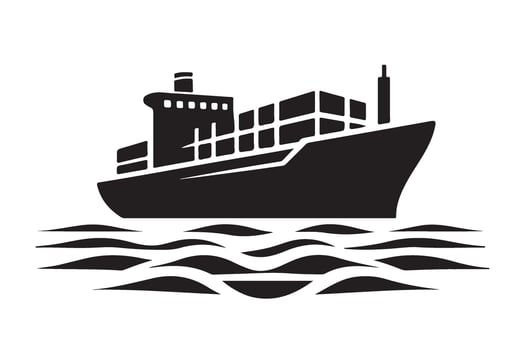 Cargo ship silhouette illustration for transportation and shipping related visuals vector